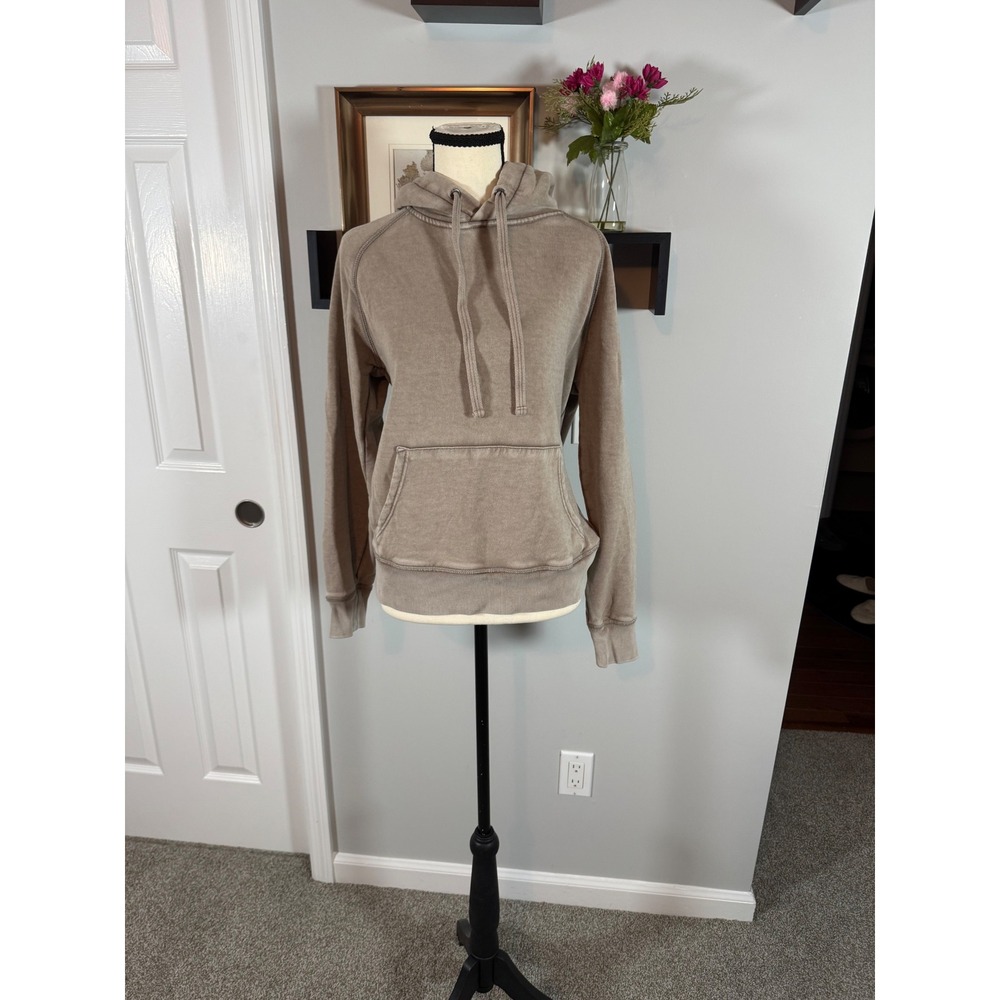 Gap Womens Small Brown Garment Dyed French Terry Raglan Pullover Hoodie